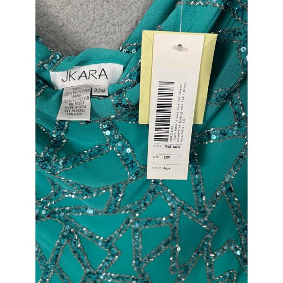 Jkara Women's Plus Size 22W Beaded Cowl Neck Gown With Sequin Overlay NWT's - Picture 6 of 8